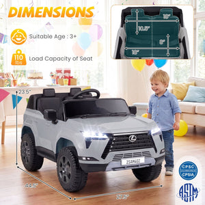 Ride on Car 24V 4WD Licensed LEXUS GX550 Electric Vehicle with Remote for Boys Girls Aged 3+-Grey view 4