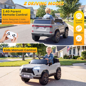 Ride on Car 24V 4WD Licensed LEXUS GX550 Electric Vehicle with Remote for Boys Girls Aged 3+-Grey view 6