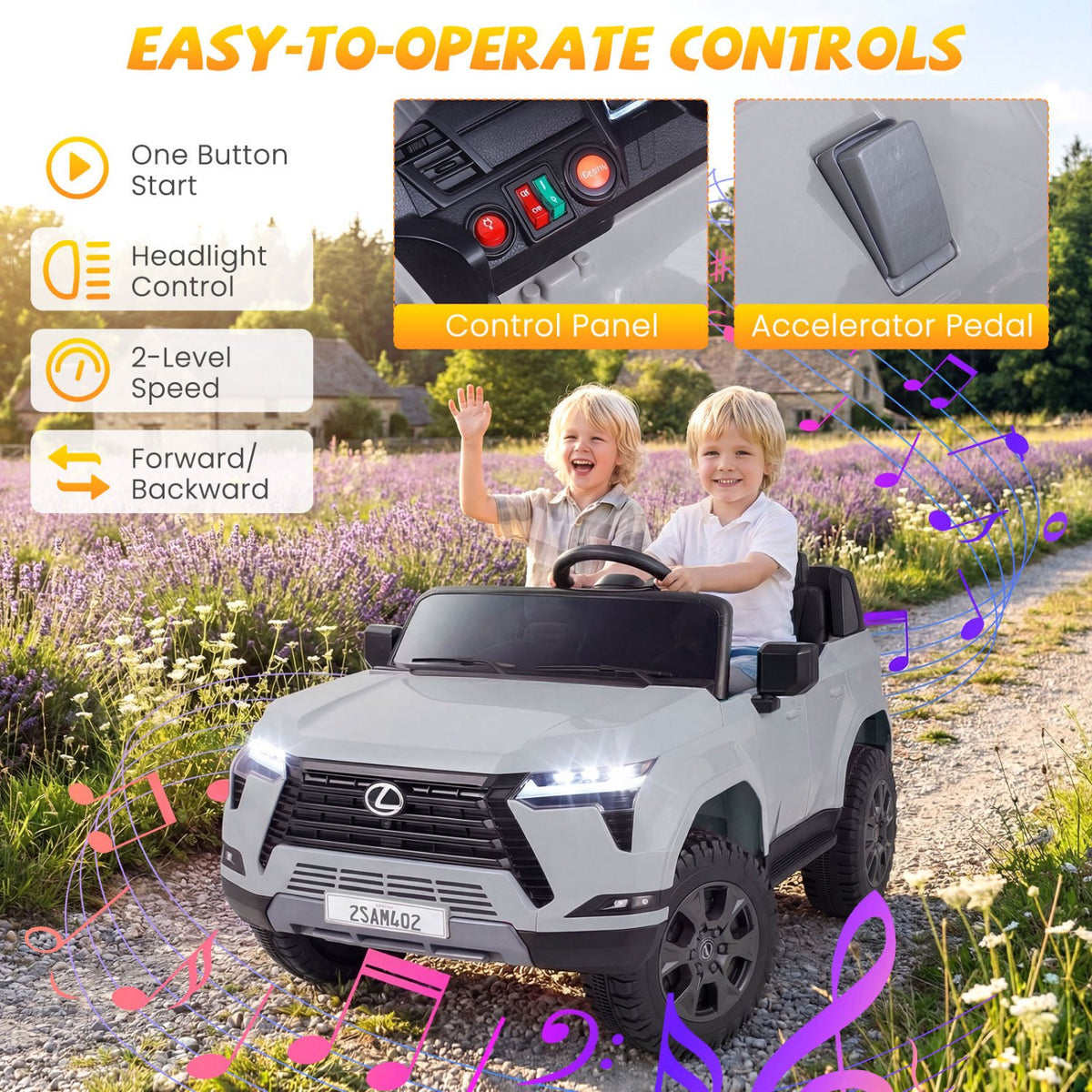 Ride on Car 24V 4WD Licensed LEXUS GX550 Electric Vehicle with Remote for Boys Girls Aged 3+-Grey view 7