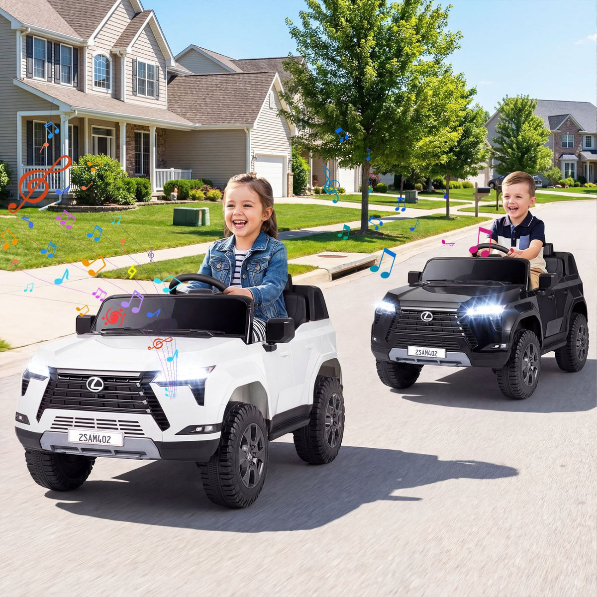 Ride on Car 24V 4WD Licensed LEXUS GX550 Electric Vehicle with Remote for Boys Girls Aged 3+-White view 2