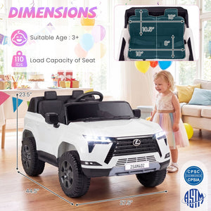 Ride on Car 24V 4WD Licensed LEXUS GX550 Electric Vehicle with Remote for Boys Girls Aged 3+-White view 4