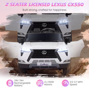Ride on Car 24V 4WD Licensed LEXUS GX550 Electric Vehicle with Remote for Boys Girls Aged 3+-White view 5