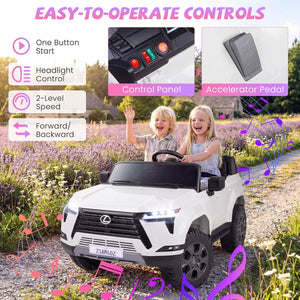 Ride on Car 24V 4WD Licensed LEXUS GX550 Electric Vehicle with Remote for Boys Girls Aged 3+-White view 7