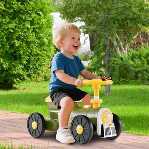 Ride on Toy with Steering Wheel and Train Whistle Sound Button-Green view 3