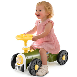 Ride on Toy with Steering Wheel and Train Whistle Sound Button-Green view 4