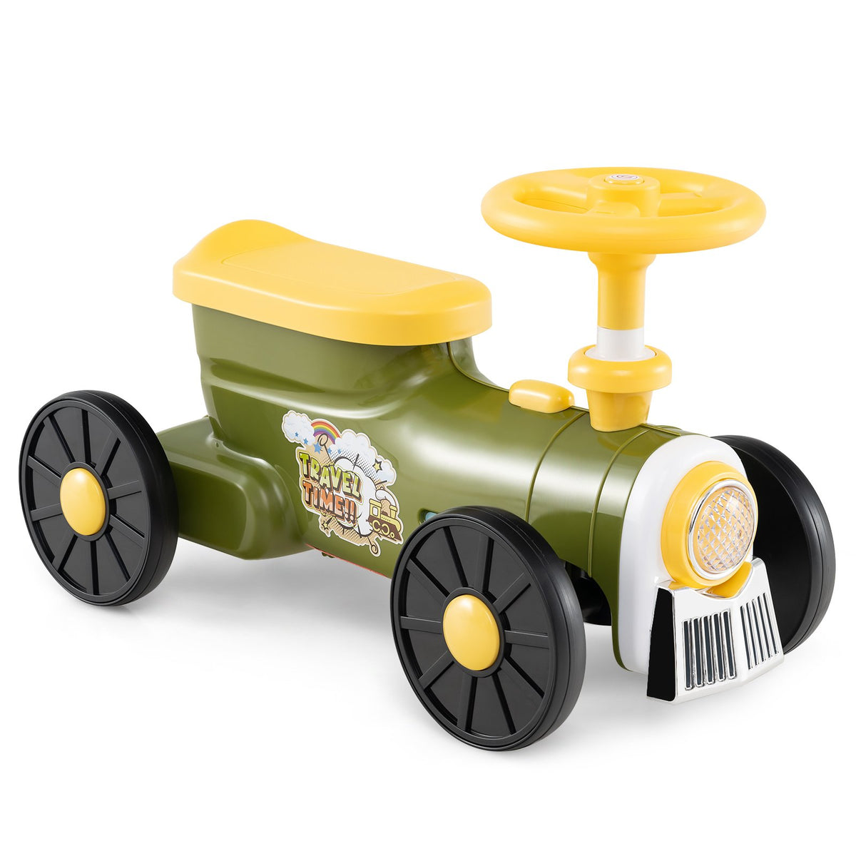 Ride on Toy with Steering Wheel and Train Whistle Sound Button-Green view 6