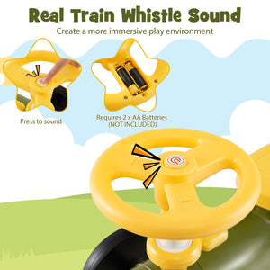 Ride on Toy with Steering Wheel and Train Whistle Sound Button-Green view 8