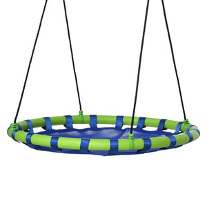 40 Inch Saucer Tree Swing Set for Kids with Adjustable Hanging Ropes, Steel Frame for Kids, 330lbs Capacity, Blue