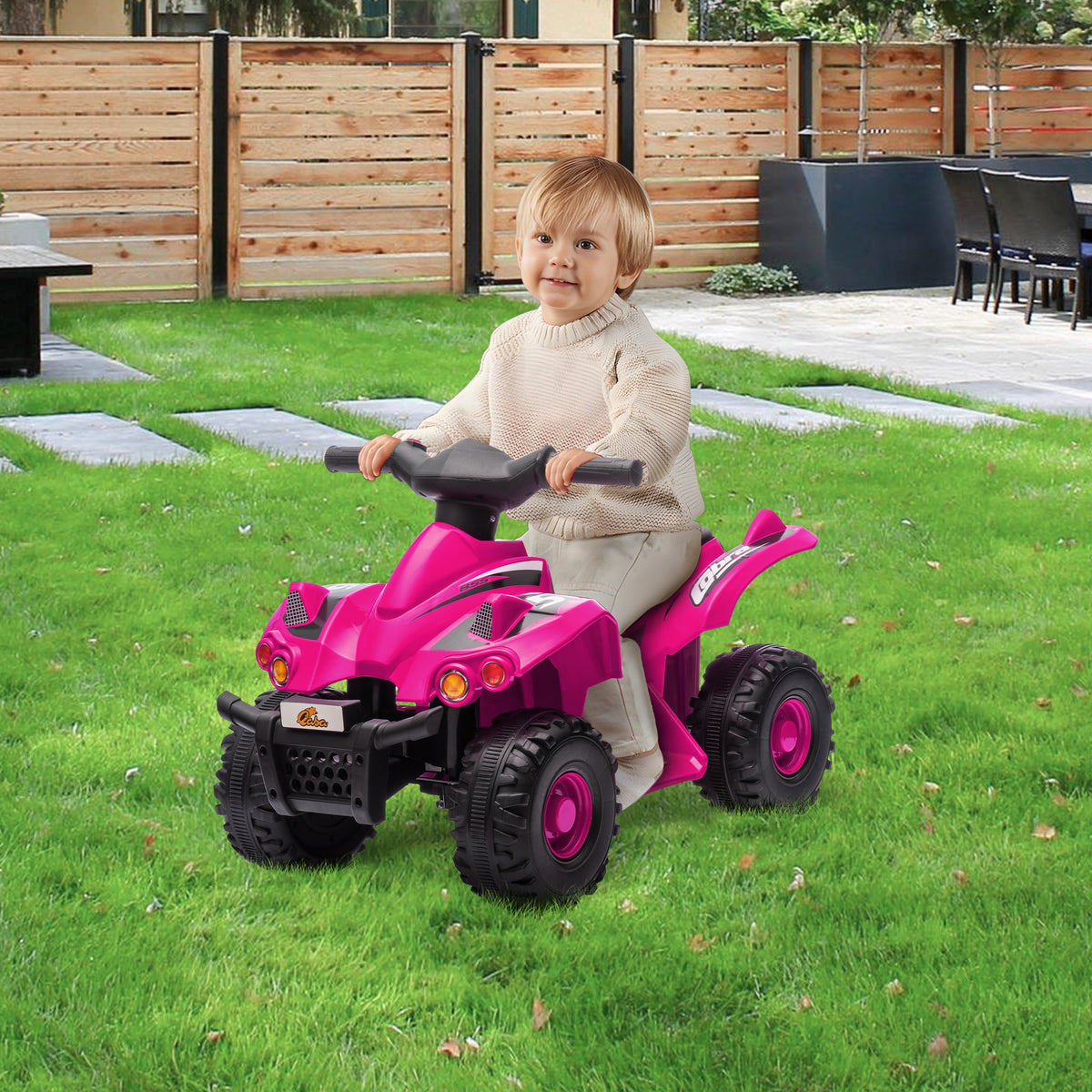 Qaba 6V Kids ATV Quad w/ Music, Forward, for 2-6 Years, Pink