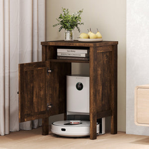 Robot Vacuum Storage Cabinet with Door and Open Shelf for Living Room Bedroom-Brown view 3