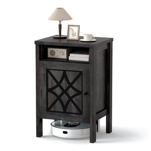 Robot Vacuum Storage Cabinet with Door and Open Shelf for Living Room Bedroom-Brown view 6