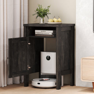 Robot Vacuum Storage Cabinet with Door and Open Shelf for Living Room Bedroom-Gray view 3