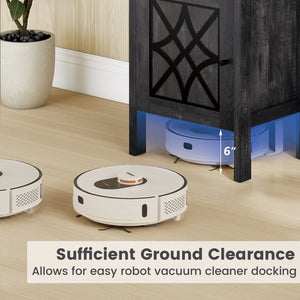 Robot Vacuum Storage Cabinet with Door and Open Shelf for Living Room Bedroom-Gray view 6
