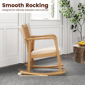 Rocking Chair with Slatted Back and Curved Armrests-Natural view 6