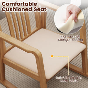 Rocking Chair with Slatted Back and Curved Armrests-Natural view 8