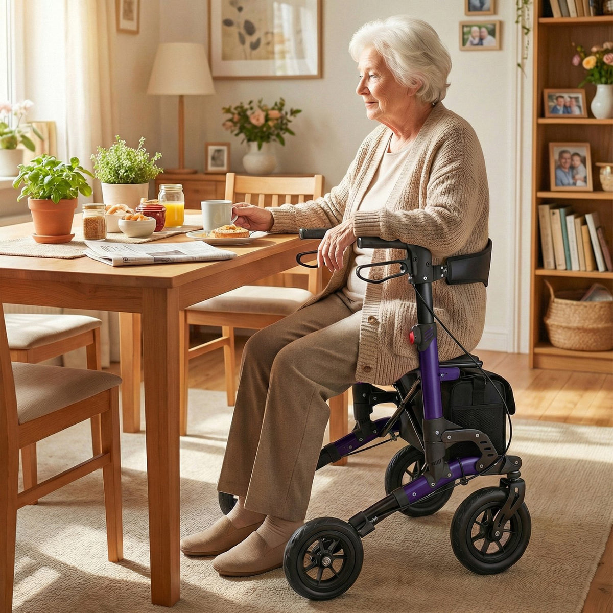 Rollator Walker for Seniors Folding Rolling Walker with Seat-Purple view 2