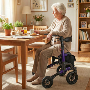 Rollator Walker for Seniors Folding Rolling Walker with Seat-Purple view 2