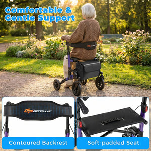 Rollator Walker for Seniors Folding Rolling Walker with Seat-Purple view 8