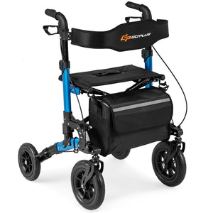 Rollator Walker for Seniors Folding Rolling Walker with Seat-Red view 9