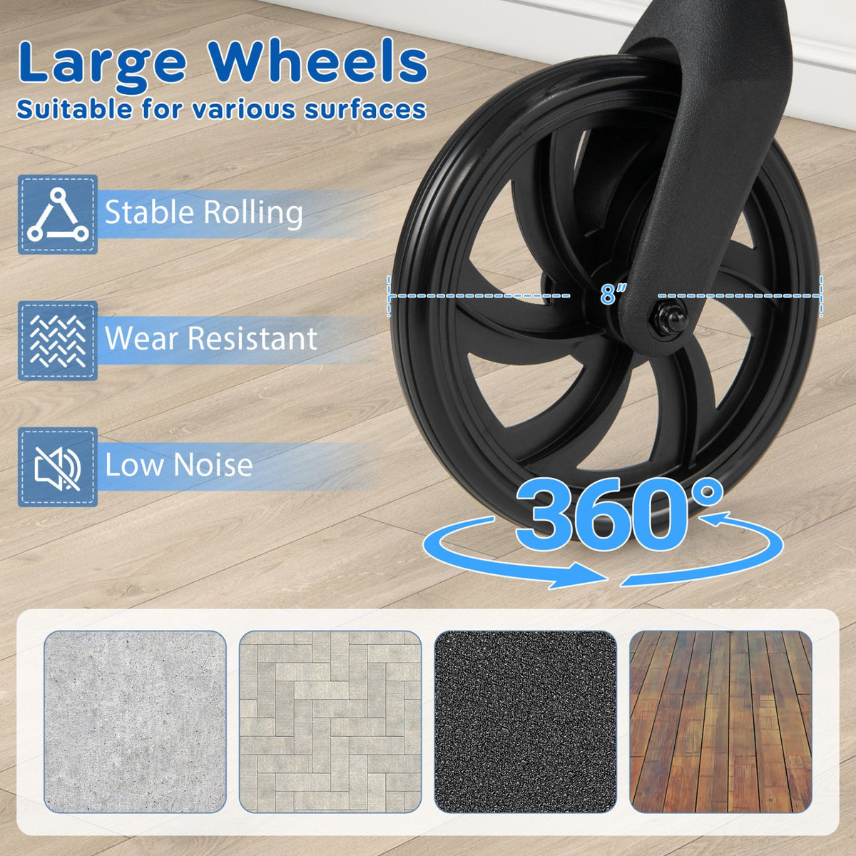 Rollator Walker with Seat and Height Adjustable Handles-Purple view 9
