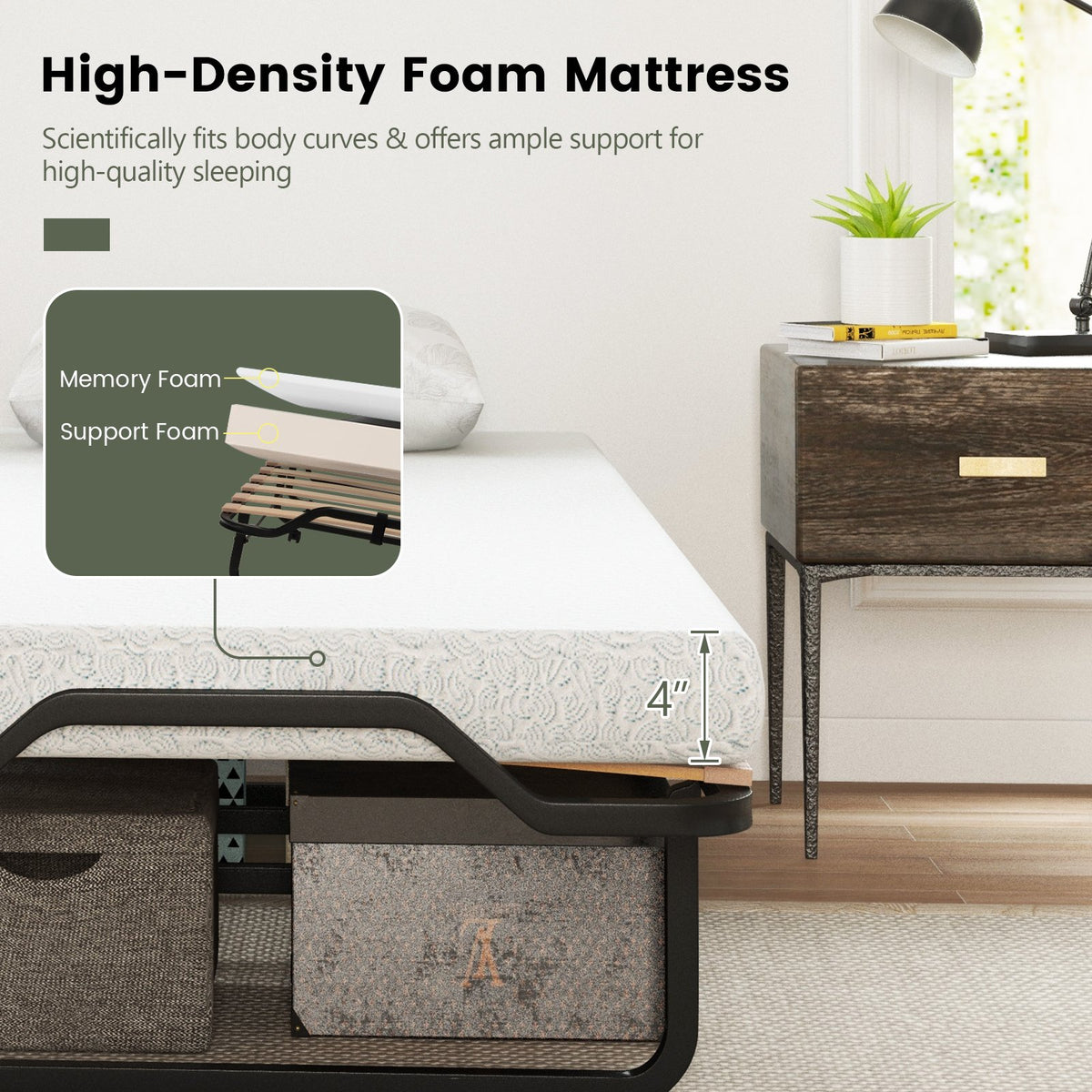 Rollaway Folding Bed with Memory Foam Mattress Made in Italy view 6