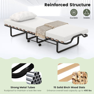 Rollaway Folding Bed with Memory Foam Mattress Made in Italy view 9