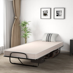 Rollaway Guest Bed with Sturdy Steel Frame and Memory Foam Mattress Made in Italy-Beige view 3