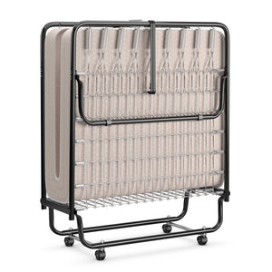 Rollaway Guest Bed with Sturdy Steel Frame and Memory Foam Mattress Made in Italy-Beige view 7
