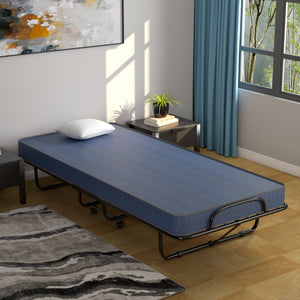 Rollaway Guest Bed with Sturdy Steel Frame and Memory Foam Mattress Made in Italy-Navy view 2