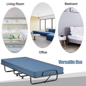 Rollaway Guest Bed with Sturdy Steel Frame and Memory Foam Mattress Made in Italy-Navy view 5