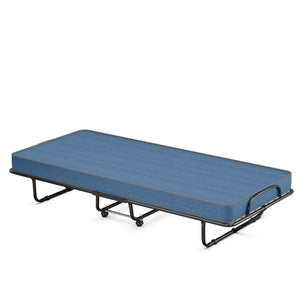 Rollaway Guest Bed with Sturdy Steel Frame and Memory Foam Mattress Made in Italy-Navy view 9