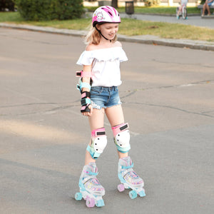 Roller Skates for Teens 4 Sizes Adjustable with Light-up Wheels for Boys Girls Ages 13+-Blue view 2