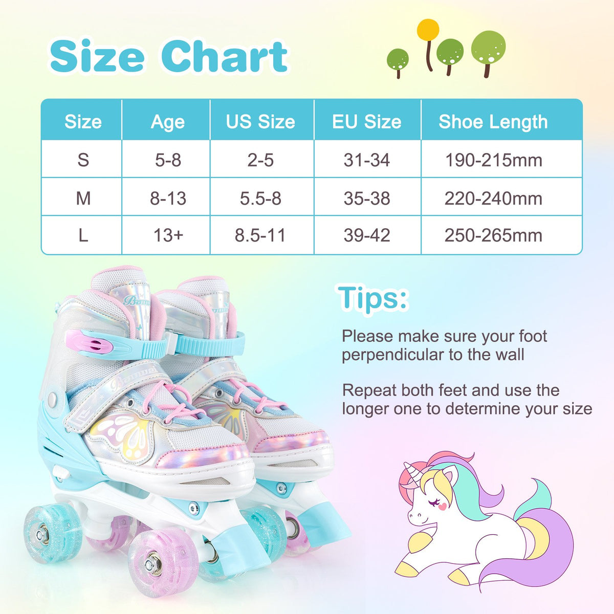 Roller Skates for Teens 4 Sizes Adjustable with Light-up Wheels for Boys Girls Ages 13+-Blue view 4