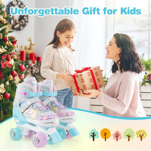 Roller Skates for Teens 4 Sizes Adjustable with Light-up Wheels for Boys Girls Ages 13+-Blue view 6