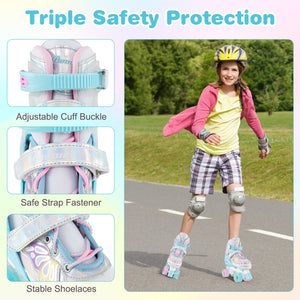 Roller Skates for Teens 4 Sizes Adjustable with Light-up Wheels for Boys Girls Ages 13+-Blue view 8