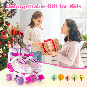 Roller Skates for Teens 4 Sizes Adjustable with Light-up Wheels for Boys Girls Ages 13+-Rose Red view 6