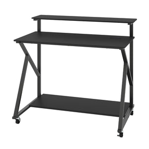 Rolling Computer Desk with Charging Station and Monitor Shelf Storage for Home Office-Black view 4