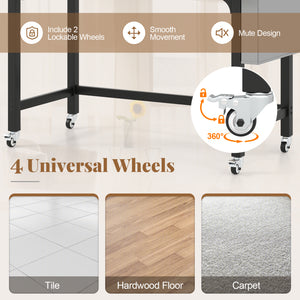 Rolling Computer Desk with Headphone Hooks and Lockable Wheels for Home Office-Natrual view 8