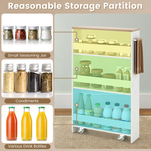 Rolling Kitchen Slim Storage Cart Mobile Shelving Organizer with Handle-White view 9