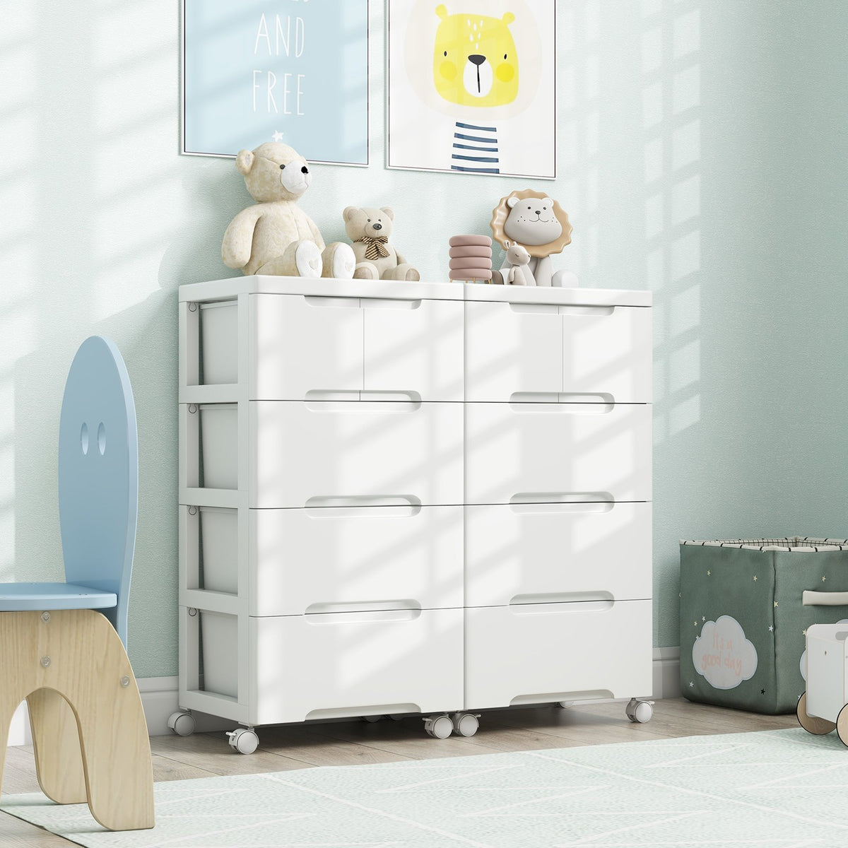 Rolling Storage Cabinet with Universal Wheels and 5/6/7 Drawers-5 Drawers view 3