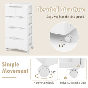 Rolling Storage Cabinet with Universal Wheels and 5/6/7 Drawers-5 Drawers view 8