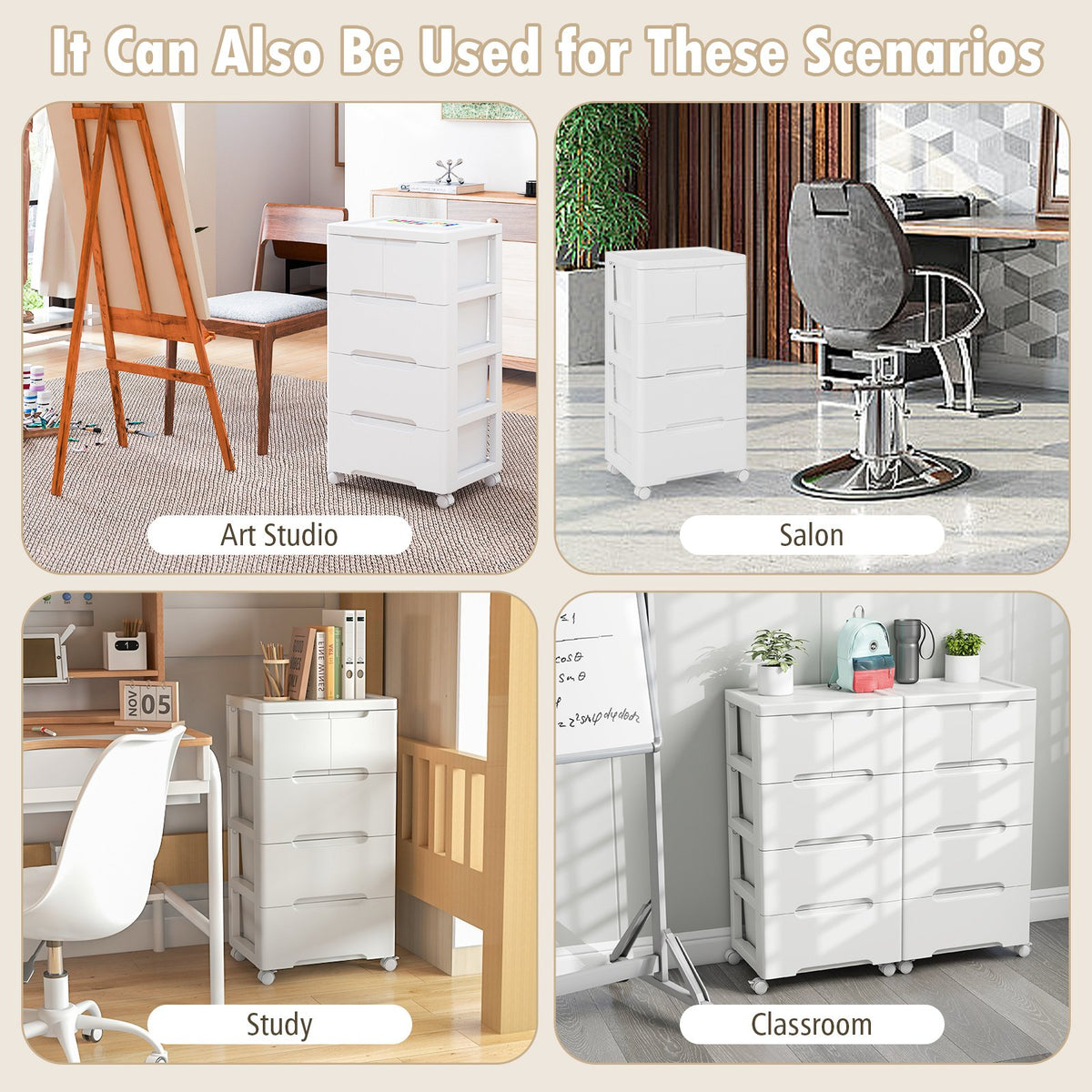 Rolling Storage Cabinet with Universal Wheels and 5/6/7 Drawers-5 Drawers view 9