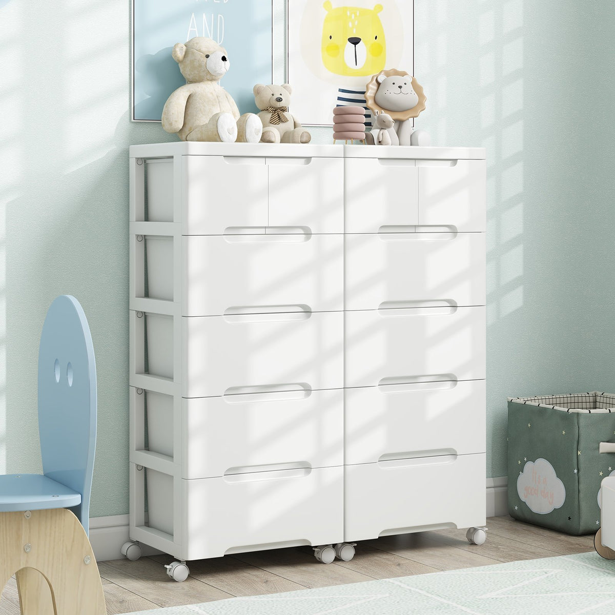 Rolling Storage Cabinet with Universal Wheels and 5/6/7 Drawers-6-Drawer view 3