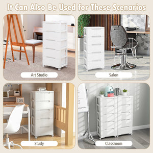 Rolling Storage Cabinet with Universal Wheels and 5/6/7 Drawers-6-Drawer view 9