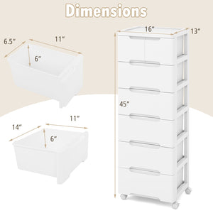 Rolling Storage Cabinet with Universal Wheels and 5/6/7 Drawers-7-Drawer view 4