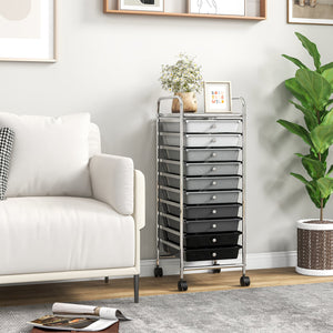 10 Drawer Rolling Storage Cart Organizer with 4 Universal Casters-Gradient Gray view 2