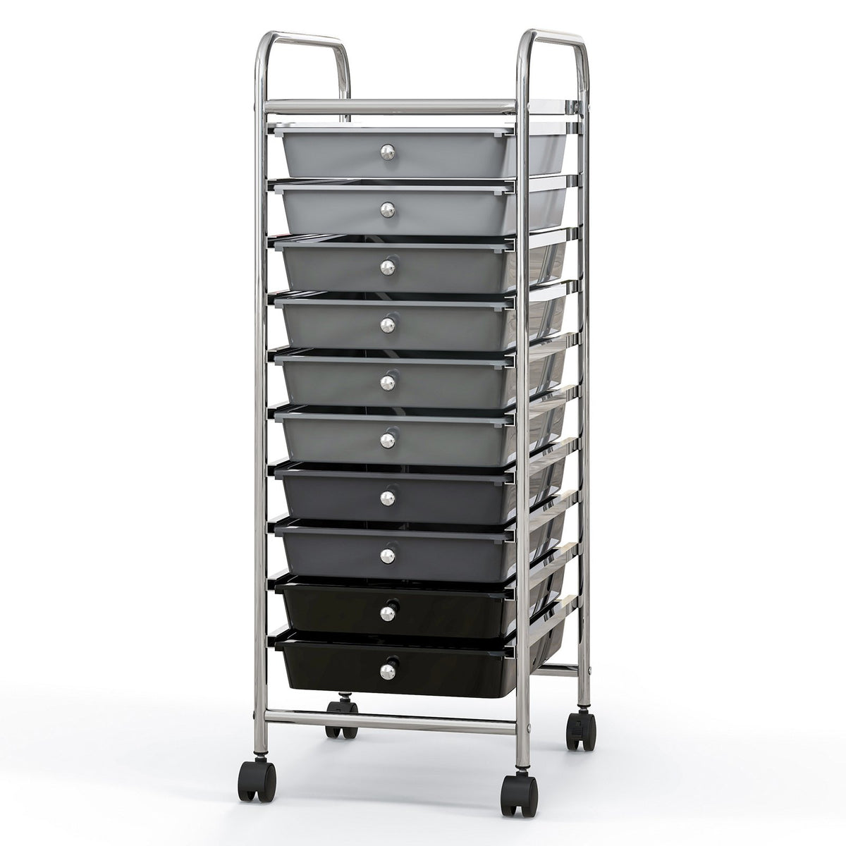 10 Drawer Rolling Storage Cart Organizer with 4 Universal Casters-Gradient Gray view 4