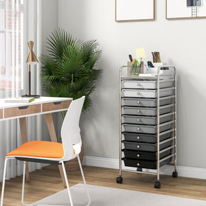 10 Drawer Rolling Storage Cart Organizer with 4 Universal Casters-Gradient Gray view 9
