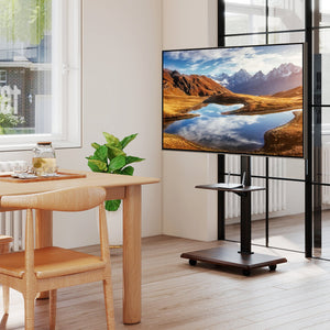 Rolling TV Stand on Wheels Mobile TV Cart for 32-75 Inch TVs Portable AV Cart-Black view 2