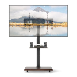 Rolling TV Stand on Wheels Mobile TV Cart for 32-75 Inch TVs Portable AV Cart-Black view 4
